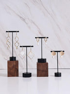 GISELA D 4Pcs Black Metal Earring T Bar Stand Retail Display Holders for Show, Jewelry Online Stores Photography Display Props (Black 4pcs)