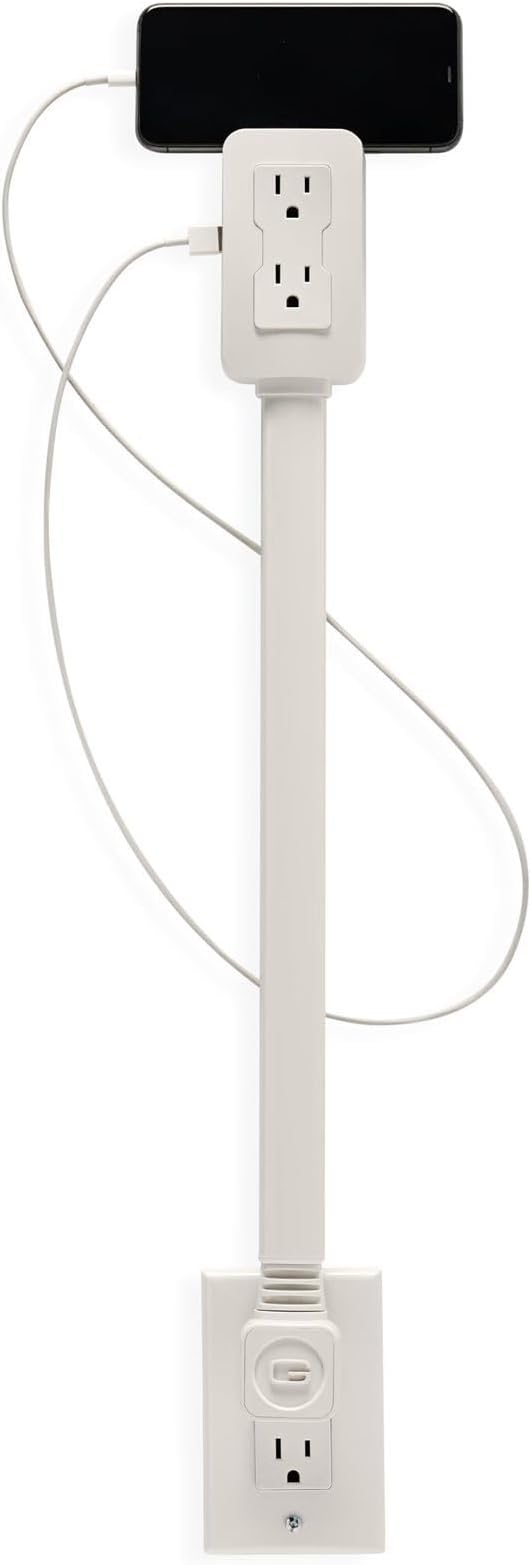 Retractable Power Strip Extension Cord, 180° Rotating Socket, Adjustable Length Surge Protector, Wall Mounted Outlet Extender with Multiple Outlets