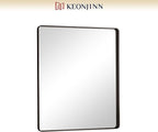Keonjinn Black Framed Mirrors for Bathroom 30 x 36 Inch Rounded Rectangle Wall Mirror, Matte Black Farmhouse Bathroom Vanity Mirror with Seamless Metal Frame, HD Tempered Glass(Horizontal/Vertical)