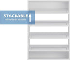 Shoe Shelf Short Tower Closet Unit, Modular Closet System, Wood Closet System Organizer with Storage for Walk In Closets, Clothing Rack for Hanging Clothes, Bedroom, White, 25.5"W