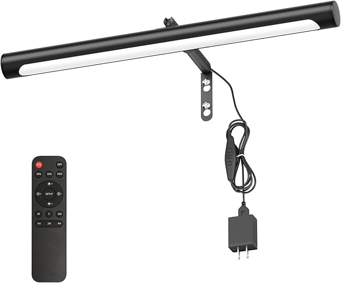 Picture Lights for Paintings Plug in, 16" Adjustable LED Picture Light Art Light with Timer, Remote Control Gallery Painting Wall Light for Picture Display Frame Dartboard Art Work (Black)
