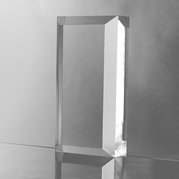 CiaoHER 2in Thickness Beveled Solid Acrylic Display Block Clear Polished Pedestal Stand Riser Solid Base (4x8)