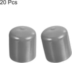 uxcell 20pcs Rubber End Caps Protective Caps 27mm ID Vinyl PVC Round Tube Bolt Cap Cover Screw Thread Protectors, Light Grey