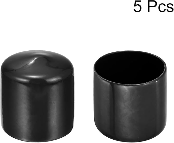 uxcell 5pcs Rubber End Caps 1 9/16"(40mm) ID Vinyl PVC Round Tube Bolt Cap Cover Screw Thread Protectors Black
