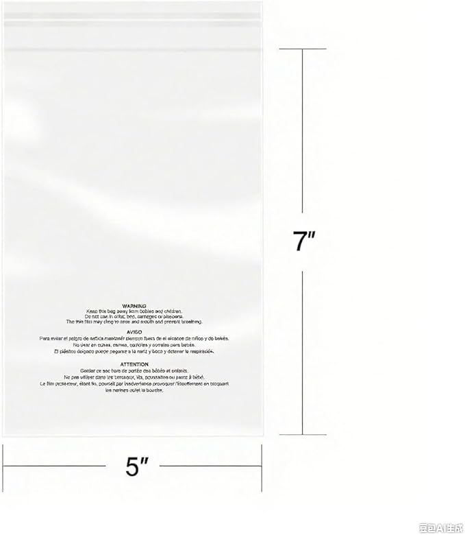 iMailer - 1000 Count - 5" x 7" Small Clear Poly Bags with Suffocation Warning Self Seal 1.6 Mil for Clothing, Bakery, Gifts - Resealable Adhesive, Not Strong