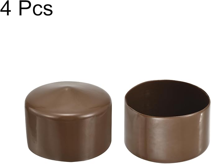 uxcell 4pcs Rubber End Caps 70mm(2 3/4") ID Vinyl Round Tube Bolt Cap Cover Screw Thread Protectors Brown, 40mm Height