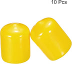 uxcell 10pcs Rubber End Caps 16mm(5/8") ID Vinyl Round End Cap Cover Screw Thread Protectors, Yellow