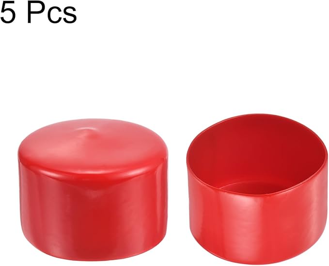 uxcell 5pcs Rubber End Caps 2 3/4"(70mm) ID Vinyl PVC Round Tube Bolt Cap Cover Screw Thread Protectors Red