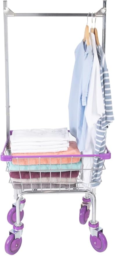 CHAMIN 1.5BU Chrome Coated CART for House and Commercial (Lavender Color) (Chrome, 1.5 Bushel)