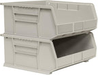 Akro-Mils 30250 AkroBins Plastic Storage Bins, Space-Saving Stackable Bins for Garage, Pantry, Craft Organization, 15" x 16" x 7", Stone, 6-Pack