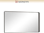Keonjinn Black Bathroom Mirror - 55 x 30 Inch Large Metal Framed Wall Mirror, HD Tempered Glass, Modern Decorative Mirror (Horizontal/Vertical)