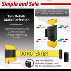 DuraSteel Wall Mount Retractable Belt Barrier - 6.5 Ft Yellow “Do Not Enter” Belt in Black & Yellow Case - Guardian 2.0 Indoor/Outdoor Caution Tape - Crowd Control Queue Barrier, Line Divider, 10 Pcs