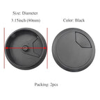 HAHIYO 2Pcs 3.15Inch/80mm Black ABS Plastic Sector-Shaped Desk Grommet Wire Grommet Cable Management Cord Hole Cover Desk Wire Hole Insert Wire Organizer for Computer Office Home Equipment System