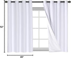 H.VERSAILTEX Linen Blackout Curtains 45 Inches Long 100% Blackout Thermal Insulated Textured Linen Look Curtain Draperies Anti-Rust Grommet, Energy Saving with White Liner, 2 Panels, Bright White