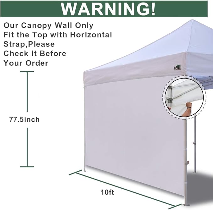 Eurmax USA Instant Canopy SunWall 10FT Pop Up Canopy Wall Sidewall with Horizontal Strap for Eurmax ONLY,1 Pack Sidewall(Red)