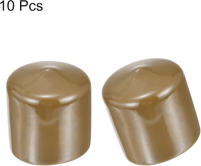 uxcell 10pcs Rubber End Caps 45mm(1 3/4") ID Vinyl Round End Cap Cover Screw Thread Protectors Light Brown