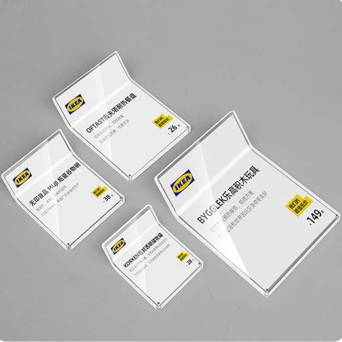Acrylic Label Holder Price Tag Displays Sign Holder Data Card Holder Ads Display Stand (B：120*260mm/4.72*10.24 inches), white