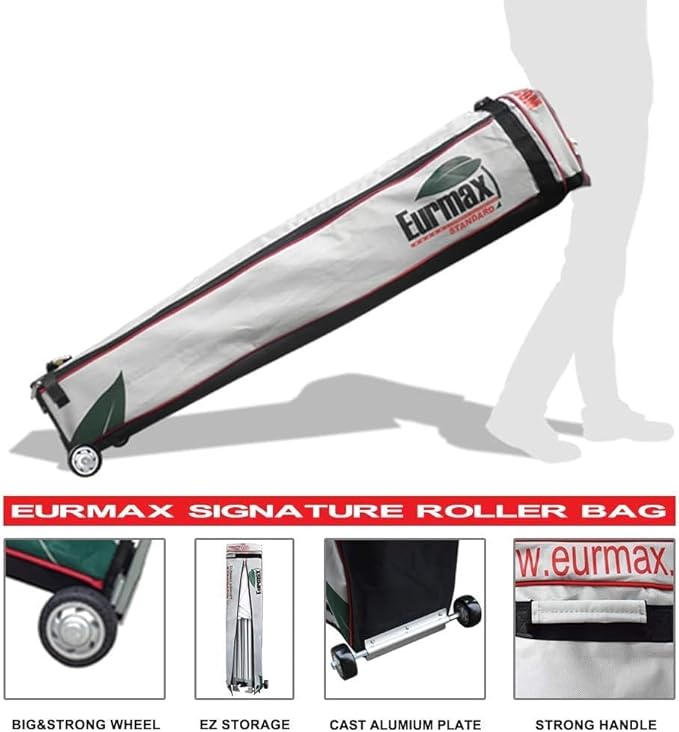 Eurmax USA 10'x10' Pop-up Canopy Tent Commercial Instant Canopies with 4 Removable Zipper End Food Service Wall kit and Roller Bag, Bonus 4 SandBags(Navy Blue)