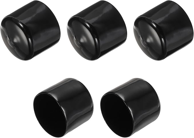 uxcell 5pcs Rubber End Caps 37mm ID Vinyl Round Tube Bolt Cap Cover Screw Thread Protectors Black