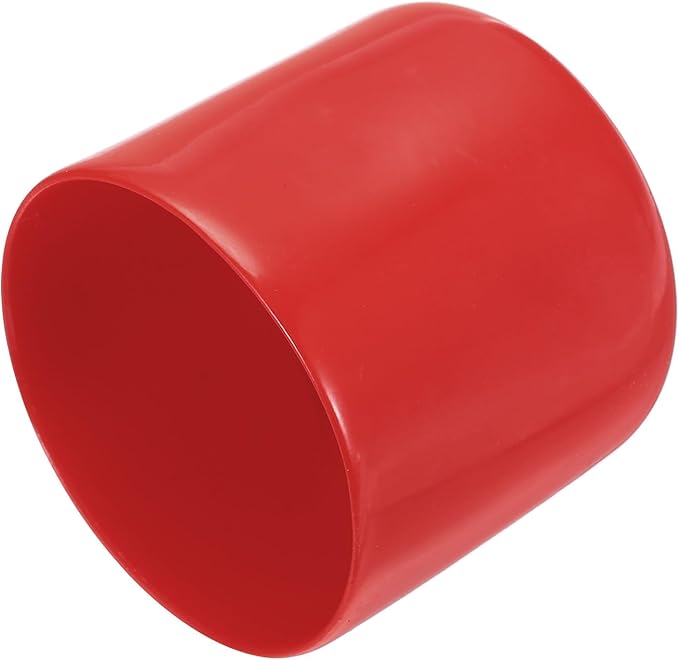 uxcell 4pcs Rubber End Caps 44mm ID Vinyl Round End Cap Cover Screw Thread Protectors Red, 40mm Height
