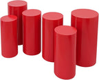 6Pcs Metal Pedestal Stand for Party, Large Red Cake Stand, Pedestal Display Plinth Pillars for Wedding Ceremony Birthday Party Art Decor, Column Decorative Cube for Wedding Dessert Table Display