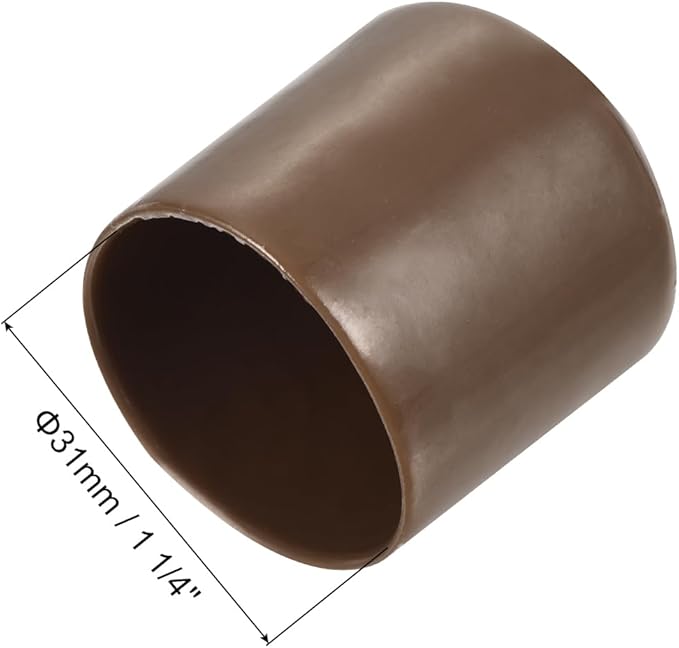 uxcell 10pcs Rubber End Caps 31mm(1 1/4") ID Vinyl Round End Cap Cover Screw Thread Protectors Brown