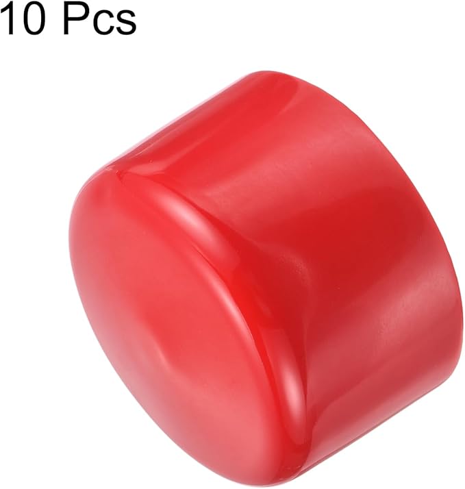 uxcell 10pcs Rubber End Caps 59mm ID Vinyl Round End Cap Cover Screw Thread Protector Red