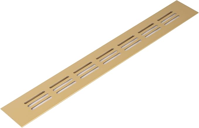 Vent Systems 11.81 x 1.57 (Outer Size) Air Supply Ventilation Grille - Gold Aluminum Rectangle Intake/Exhaust Door Vent Deflector - HVAC for Home Improvement Floor, Wall Duct Cover