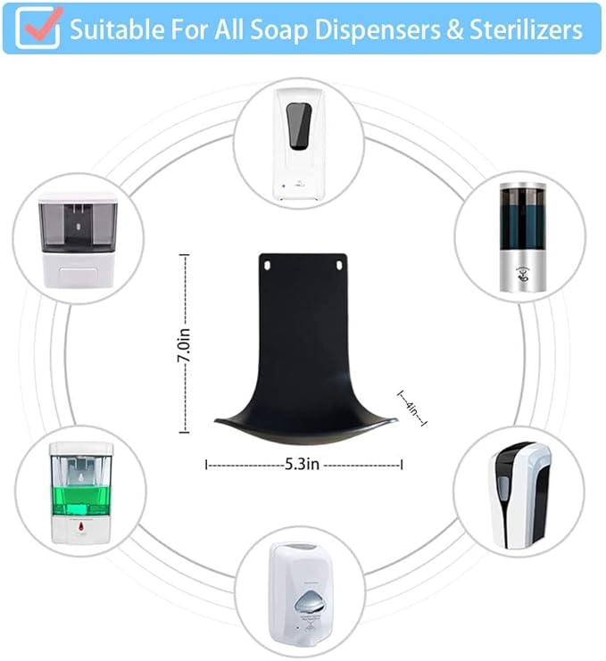 6 Pcs Drip Tray for Wall Mounted Soap Dispenser, Prevent Dripping and Spraying, Dispenser Stand, Black