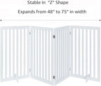 unipaws 36”H Free Standing Pet Gate for Dog Cat, Tall Wooden Dog Gates for Doorway, Stairs, Foldable Pet Fence for The House, Expandable Barrier, Indoor Use, White