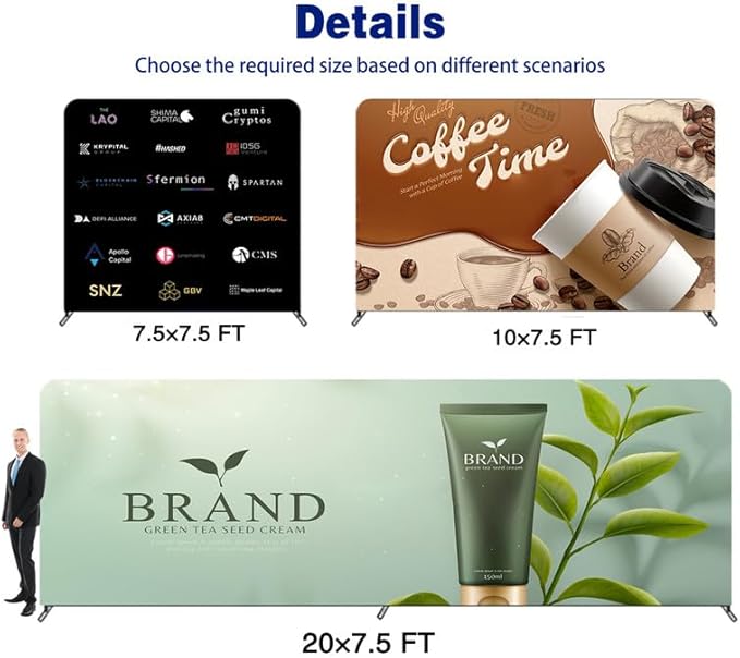 Customize Trade Show Display Tension Fabric for Backdrop Frame and Banner Set - Double-Sided Printing 7.5×7.5 FT