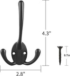 IBosins 18 Pack Big Heavy Duty Three Prongs Coat Hooks Wall Mounted with 36 Screws Retro Double Utility Rustic Hooks for Thick Coat, Big Heavy Bag