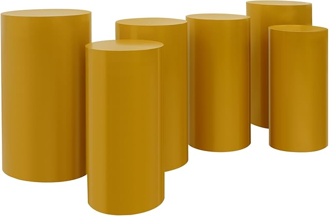 6Pcs Metal Pedestal Stand for Party, Large Gold Cake Stand, Pedestal Display Plinth Pillars for Wedding Ceremony Birthday Party Art Decor, Column Decorative Cube for Wedding Dessert Table Display