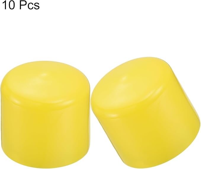 uxcell 10pcs Rubber End Caps 45mm(1 3/4") ID Vinyl Round End Cap Cover Screw Thread Protectors Yellow