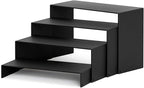 Black Matte Metal Display Stand,8 Pcs 2 Set Display Risers, Metal Rectangular Display Shelf for Showcase, Dessert, Toys, Perfume (8Pcs-Black, L7“x8”x9)