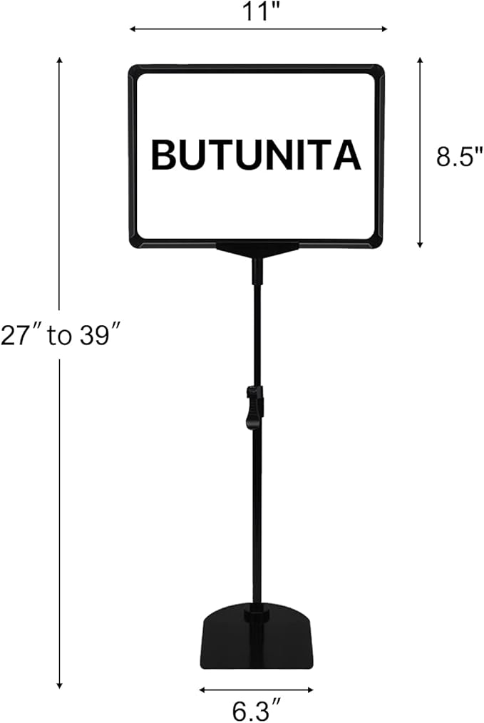 Sign Holder Stand 8.5x11 Inch for Floor Table, Adjustable Tabletop Sign Holder Floor Poster Stand, Vertical & Horizontal View (Black,8Pcs)
