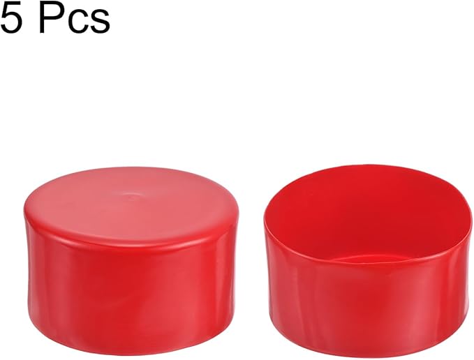 uxcell 5pcs Rubber End Caps 3 15/16"(100mm) ID Vinyl PVC Round Tube Bolt Cap Cover Screw Thread Protectors Red