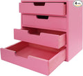 4-piece Drawer Cabinet, Organizer Sorter Container Keeper Unit Storage Box Stackable Chest Divider Shelf System with 10 Drawers & 4 Stackable Units for Home Office Study Room Dorm Bedroom(Pink)