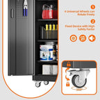 Aobabo Garage Storage Cabinet with Door Pegboard,Lockable Metal Storage Cabinet with 5 Adjustable Shelves for Garage Home,Required Assembly,Black