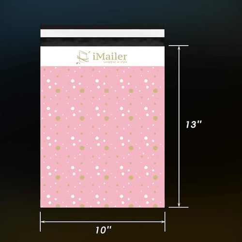 100 Count - 10x13 inch, Pink Polka Dot - Thank You Poly Mailer Envelope, Mailing Shipping Bags with Self Seal Strip