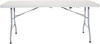 Office Star Resin Rectangle Center-Folding Portable Table for Picnics, Camping, and Tailgating, 6 Feet