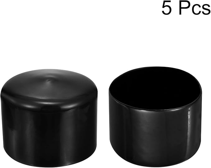 uxcell 5pcs Rubber End Caps 2 1/4"(57mm) ID Vinyl PVC Round Tube Bolt Cap Cover Screw Thread Protectors Black