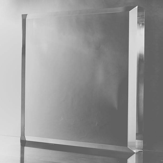 CiaoHER 2in Thickness Beveled Solid Acrylic Display Block Clear Polished Pedestal Stand Riser Solid Base (12x12)