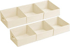 DIMJ Closet Storage Bins - Fabric Storage Baskets for Shelves, Collapsible Clothes Organizer with Handles for Purse, Toys, Books, Towel, Clothes, 6 Pack, Beige