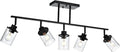 Yaohong 5-Light Kitchen Track Light Fixtures Ceiling Vanity Lights Black, Bathroom Track Lighting Kit with Ajustable Heads, Modern Wall Ceiling Tracking Light for Hallway Shop