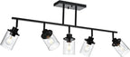 Yaohong 5-Light Kitchen Track Light Fixtures Ceiling Vanity Lights Black, Bathroom Track Lighting Kit with Ajustable Heads, Modern Wall Ceiling Tracking Light for Hallway Shop