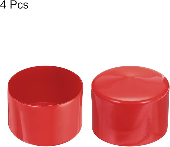 uxcell 4pcs Rubber End Caps 85mm ID Vinyl Round End Cap Cover Screw Thread Protectors Red, 50mm Height