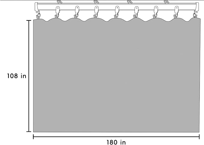 Room Divider Blackout Curtains Flexible Sliding Tracks Sets Ceiling Mounted Rod Window Curtain Privacy Separation for Bedroom Living Rooms,1 Panel Gray White Drape and Black Track Set-W180xH108 in