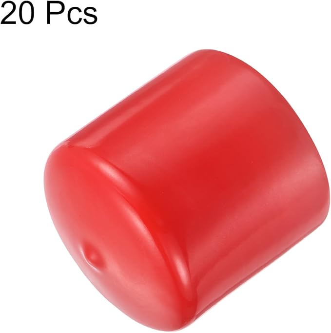 uxcell 20pcs Rubber End Caps 50mm ID Vinyl Round Tube Bolt Cap Cover Thread Protectors Red