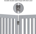 Unipaws Indoor 3 Panels Classic Freestanding Wooden Foldable Pet Gate with Support Feet - Grey, 20" W x 24" H